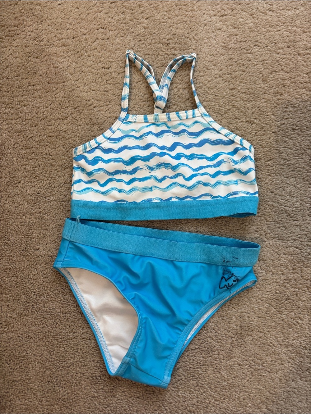 Girls Blue Wave Print Two-Piece Swim Bikini